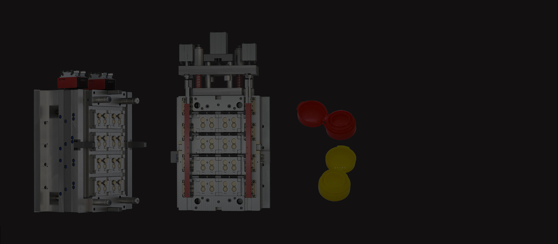 High precision cap mould with multi-cavity injection system