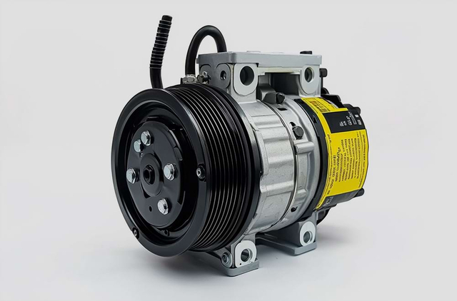 Automotive air conditioning compressor with pulley system