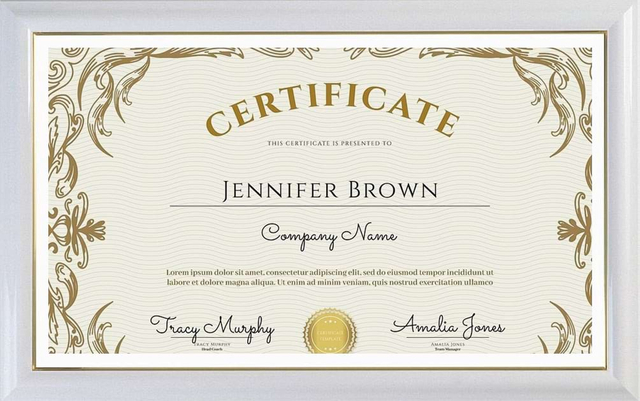 Quality certification and industry standard certificates display